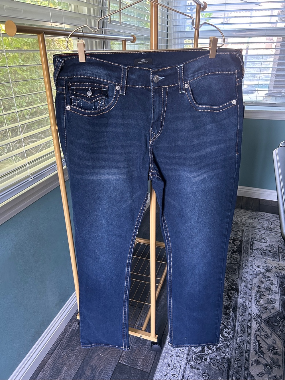 True Religion Men's Dark Blue Slim Straight Jeans NWT $199 MSRP